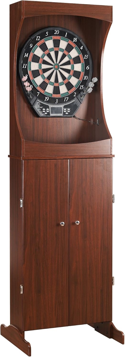 Solid Wood Dartboard Cabinet with Dark Cherry Finish N466