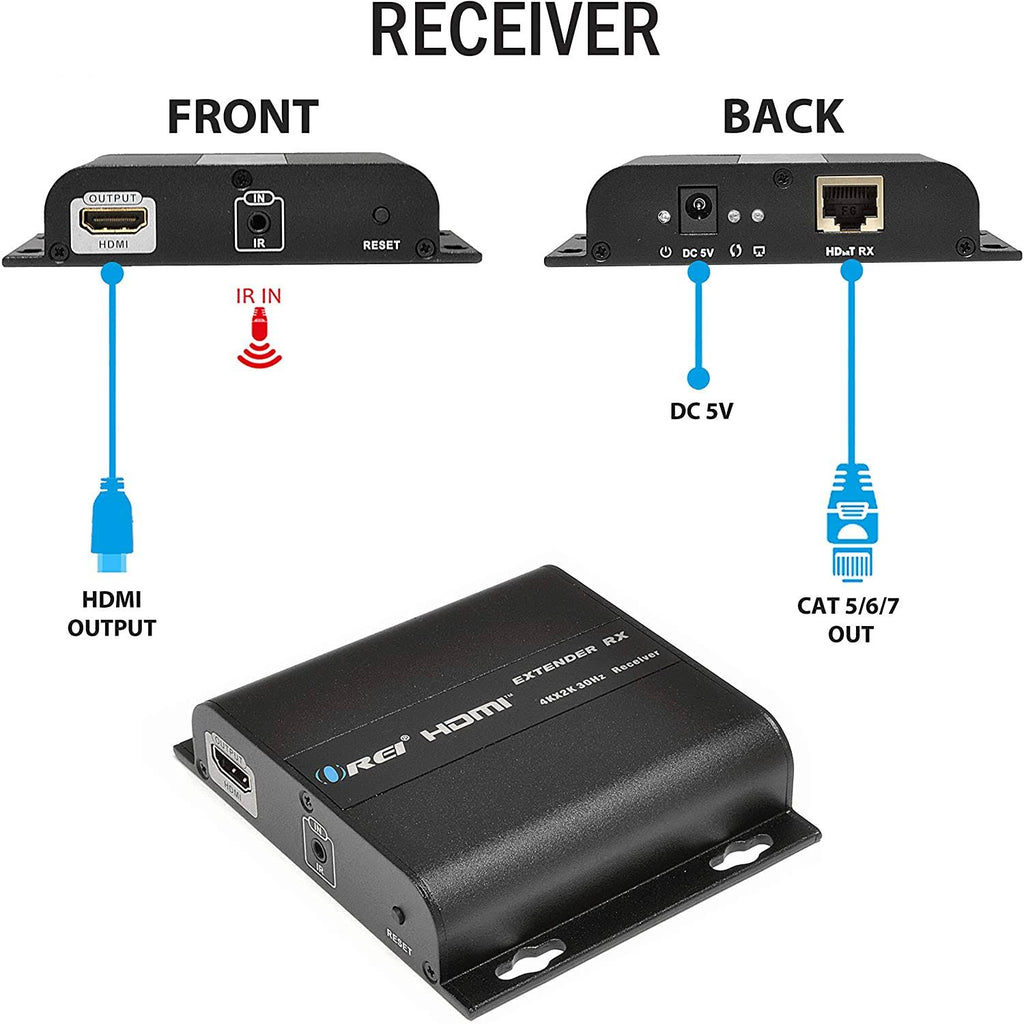 4K 1x8 HDMI Extender Splitter over Single Cable CAT5e/6/7 with IR Remote G8366