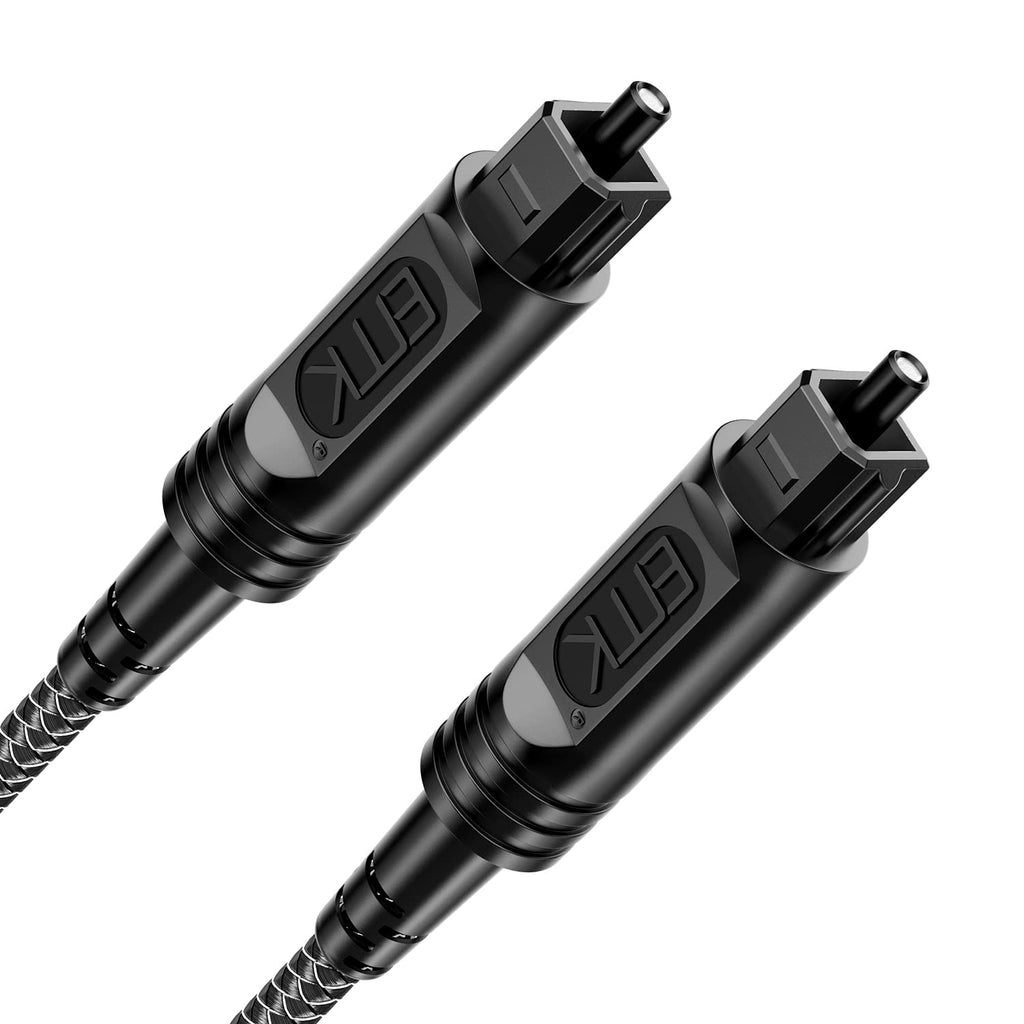 90 Degree Nylon Braided Optical Audio Cable, 30 Feet/10M, Black Y212874