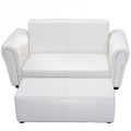 Black/White Kids Double Sofa with Ottoman V453306