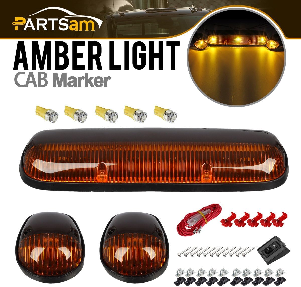 3PCS Amber Cab Roof Running Marker Lights with 5xT10 5050 Amber LEDs C260651