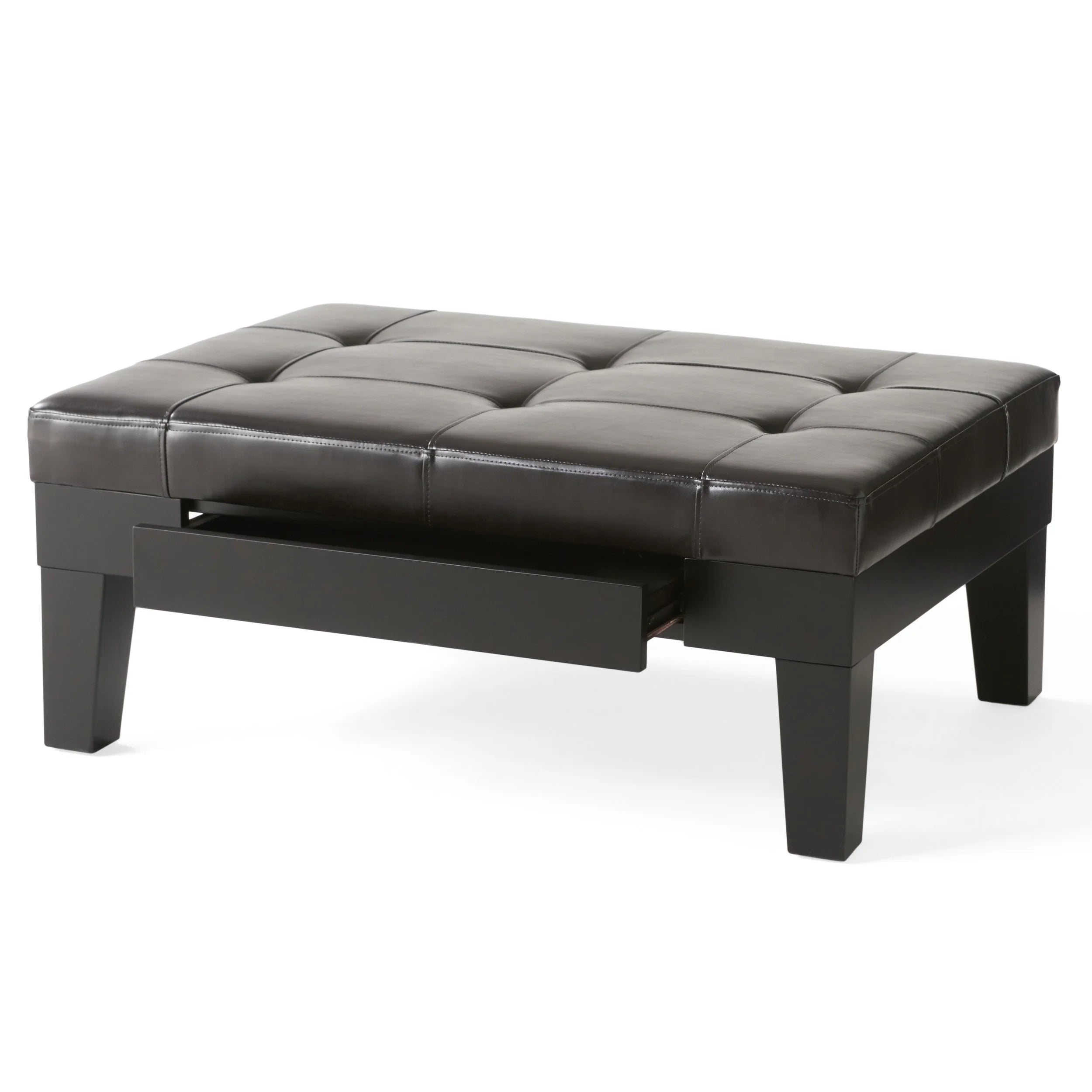 Dark Espresso Bonded Leather Storage Ottoman C231997