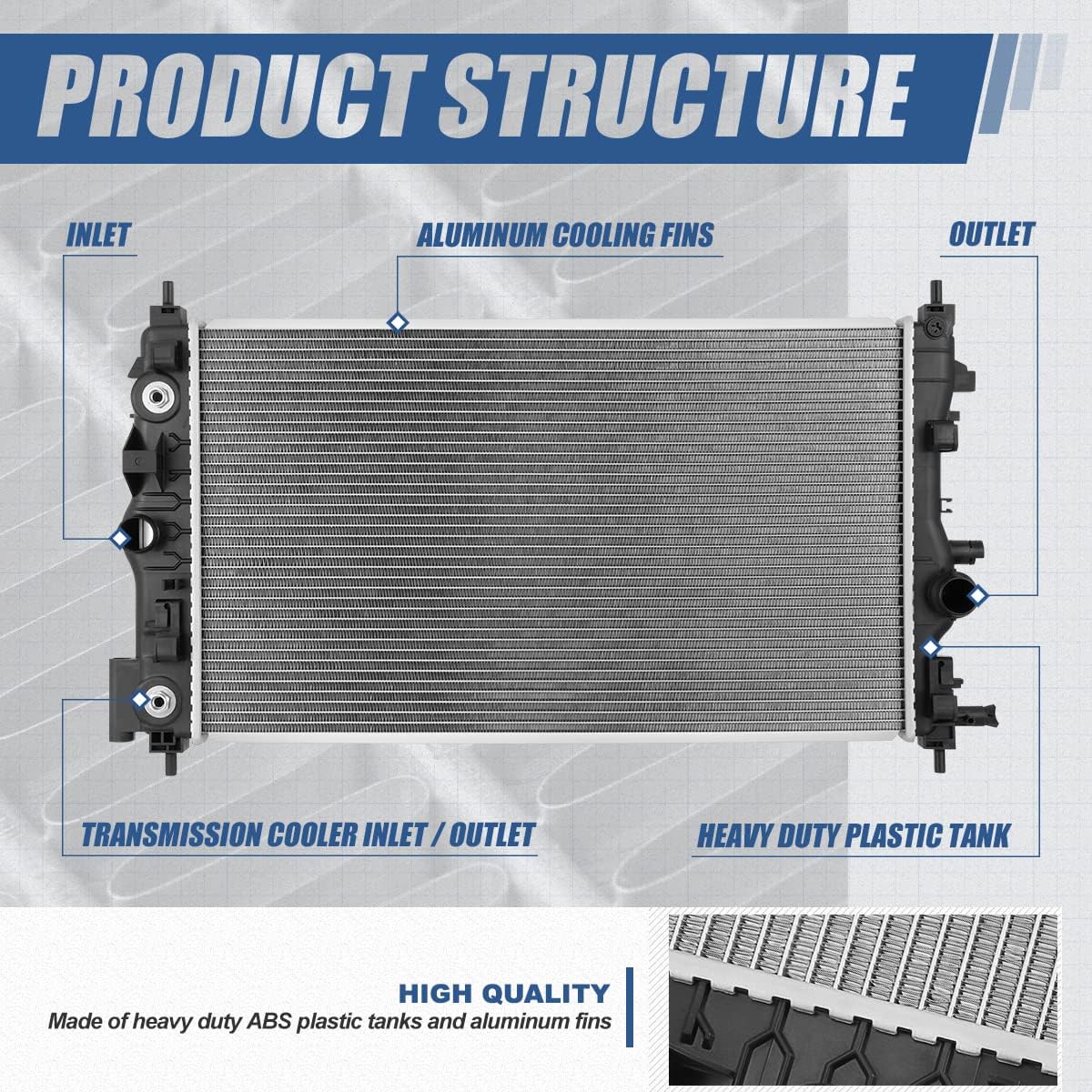 1-Row Cooling Radiator Aluminum Core W90786