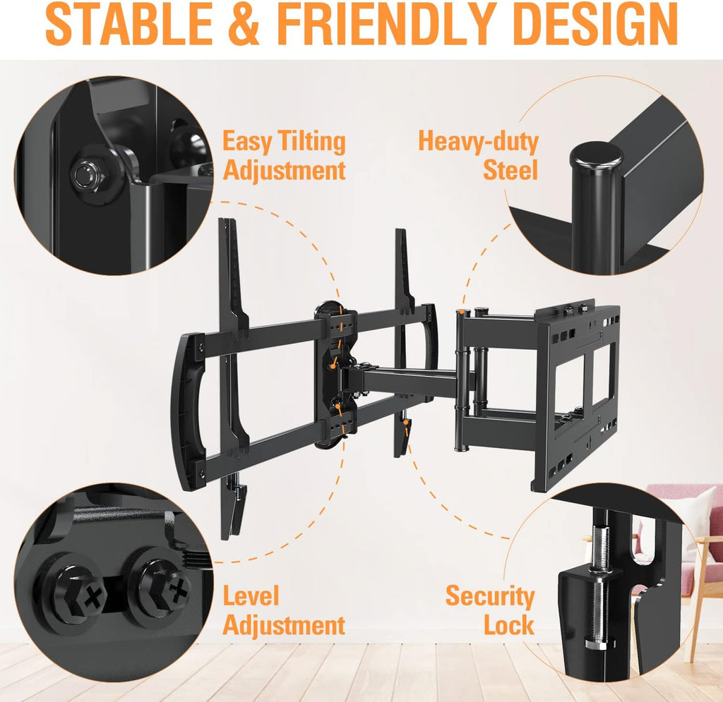 Full Motion TV Wall Mount for 42-70 Inch Flat Screen TVs, Max VESA 600x400mm, 100 lbs. Loading X3814