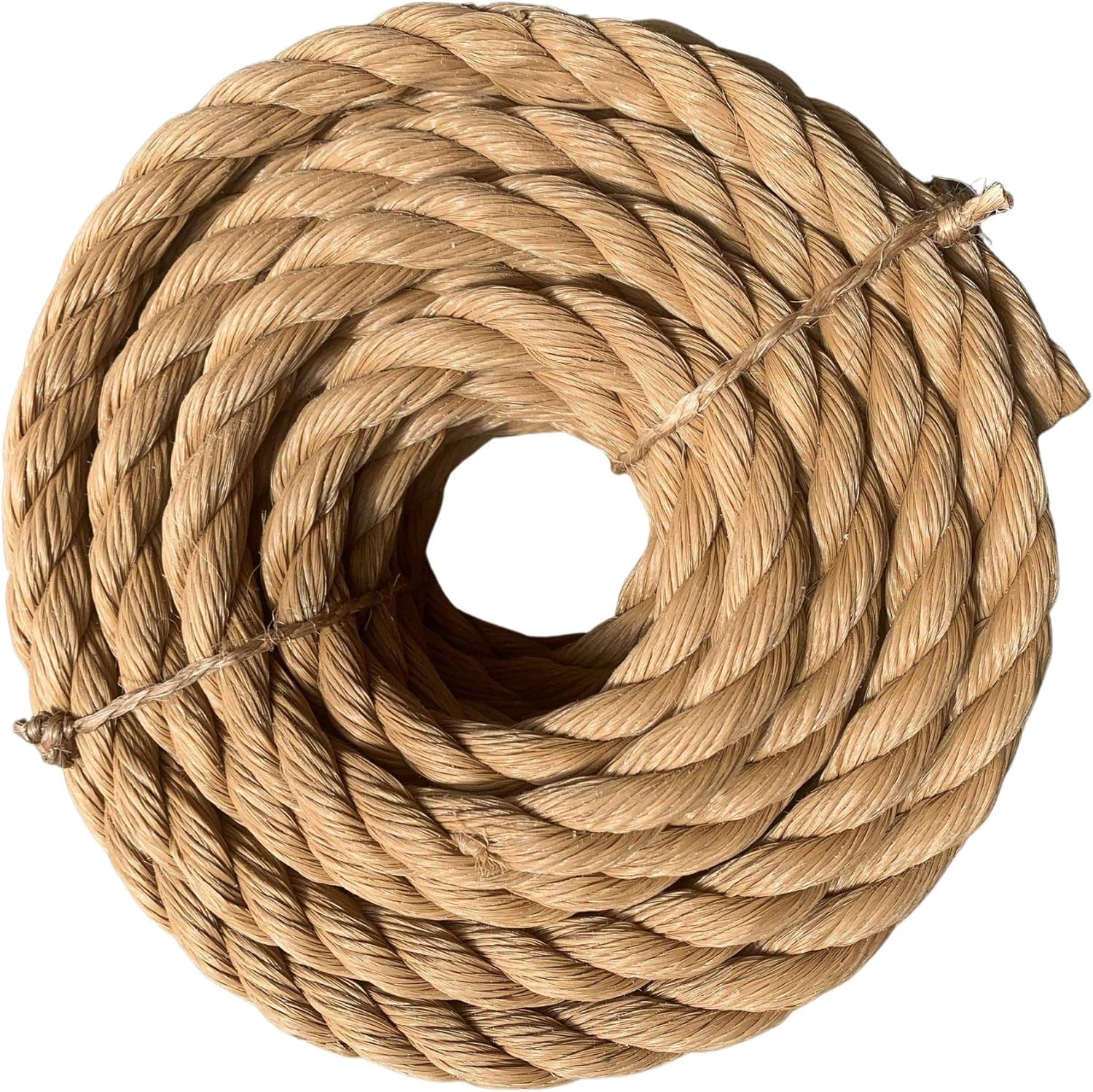 Twisted ProManila Rope Cordage 3 Strand Synthetic Polypropylene Rope 1 inch x 100 feet Pack of 2 A1460