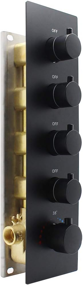 Brass Thermostatic Shower Diverter Mixer Valve with Round Knobs in Chrome J91314