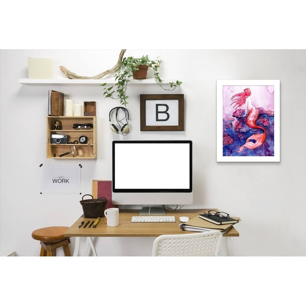 Red Coral Mermaid Black Frame 11x22x14x22 C49018