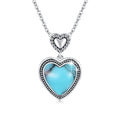 Heart Pendant Turquoise Necklace 18K White Gold Plated Jewelry T9337
