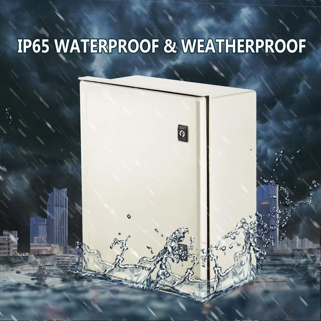 NEMA 4X Fiberglass Steel Electrical Box, 20 x 16 x 8 inches, IP66 Waterproof Hinged Junction Box M7382