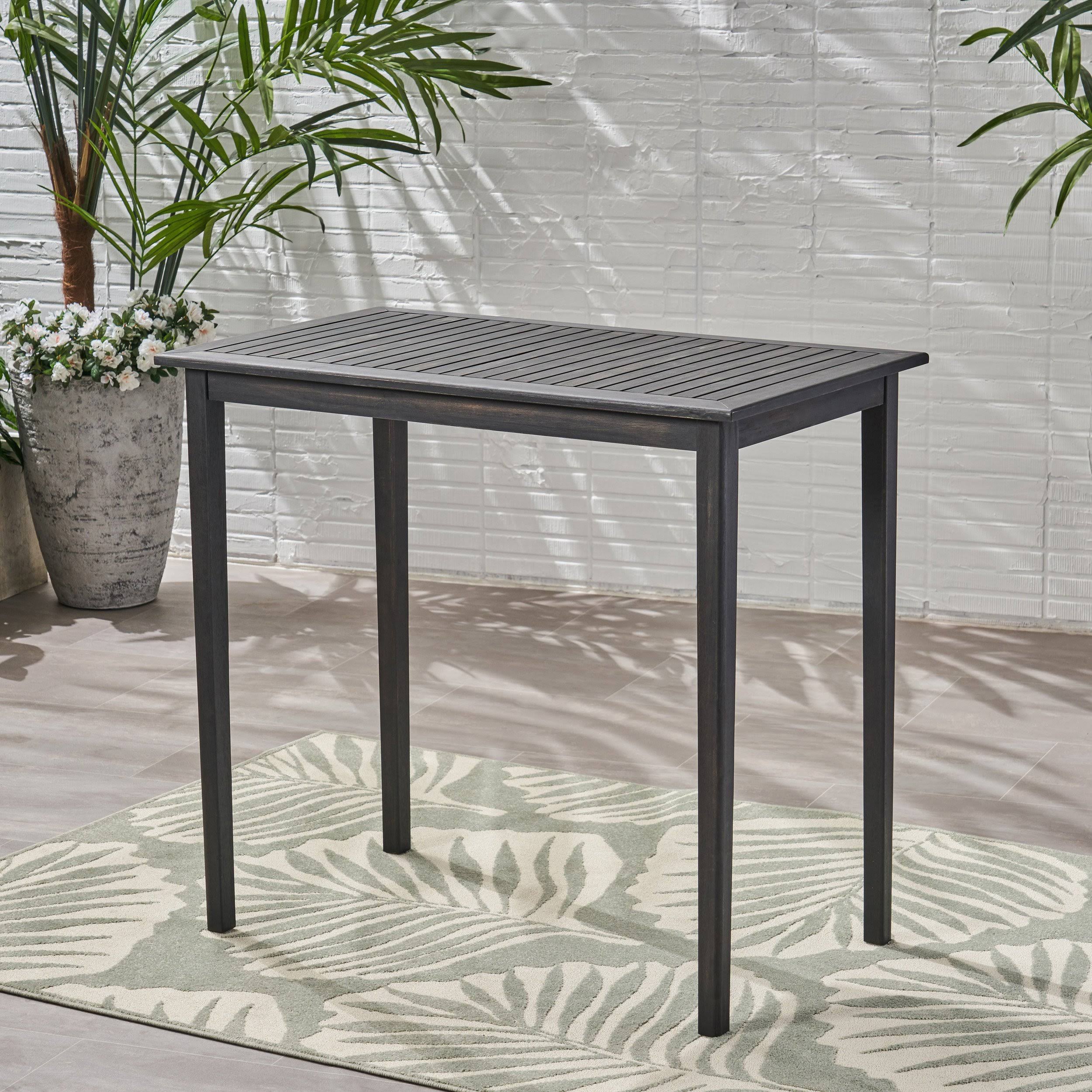 Teak Finish Acacia Wood Rectangle Bar Table B899210