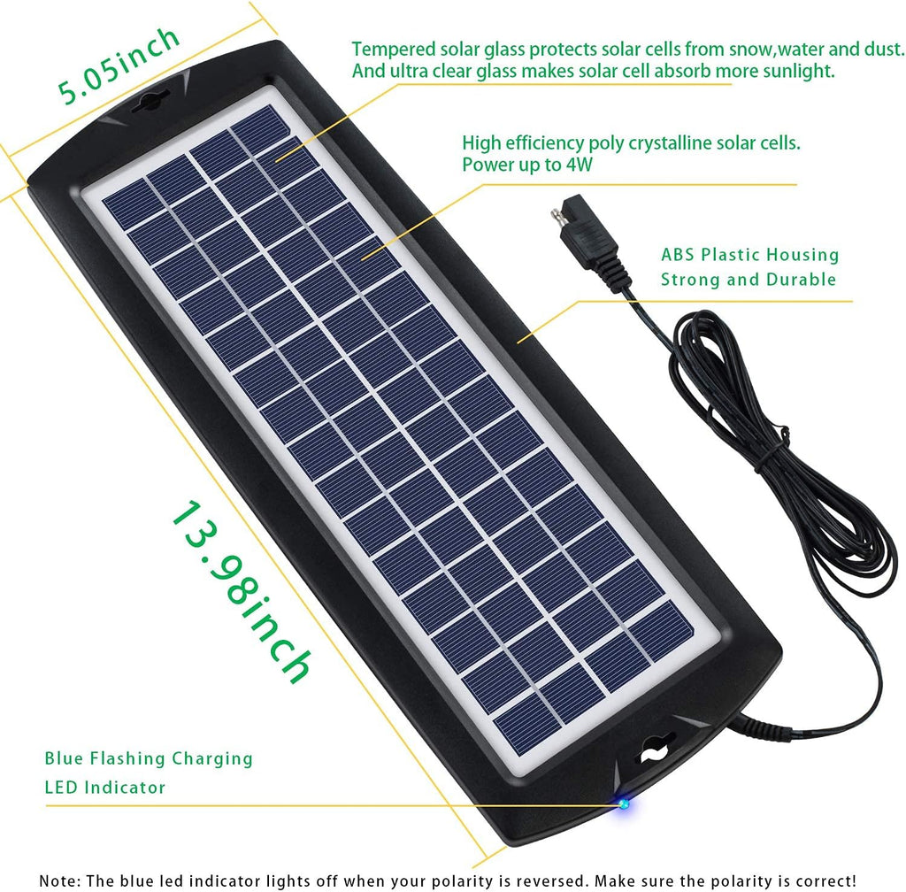 5W 12V Solar Car Battery Trickle Charger Maintainer T220