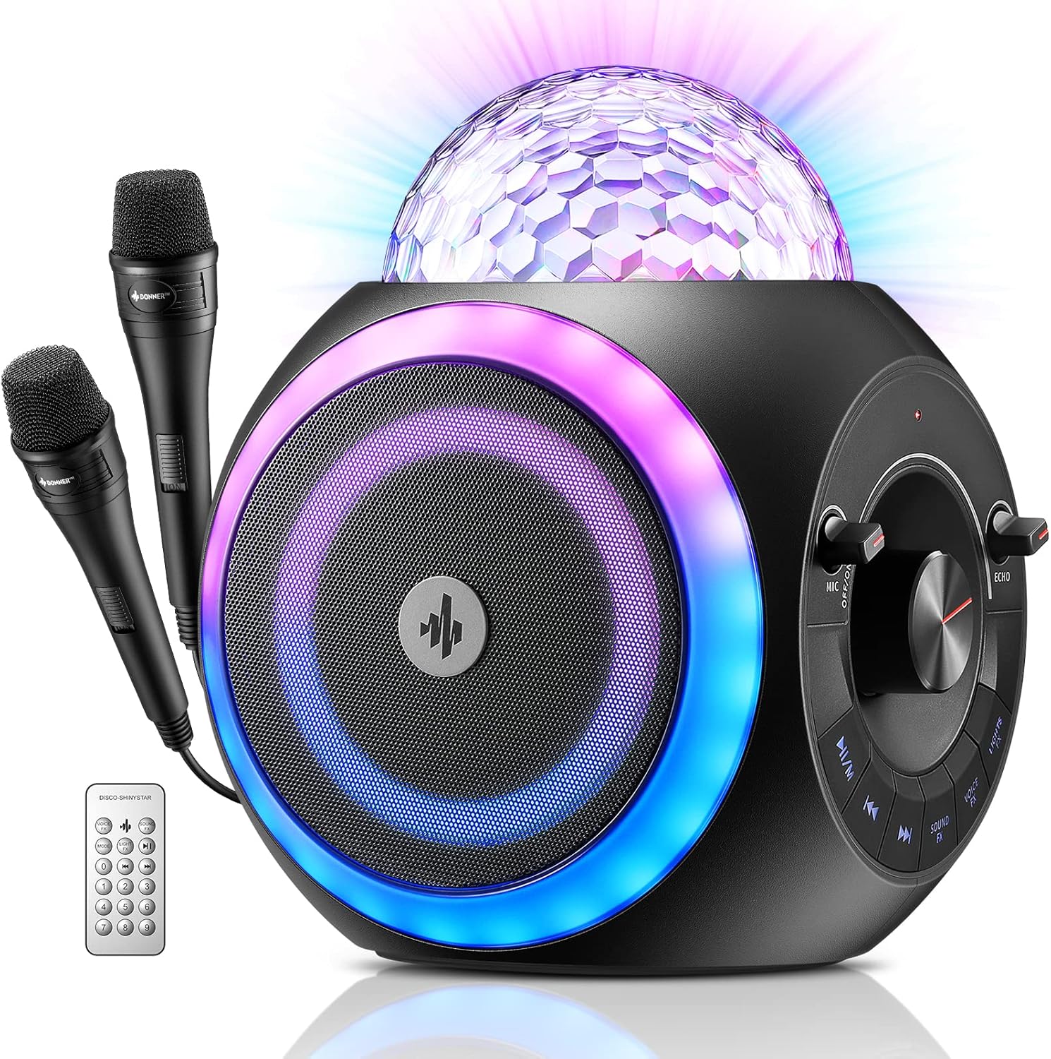 Portable Karaoke Machine Bluetooth PA Speaker System with Lights K5010