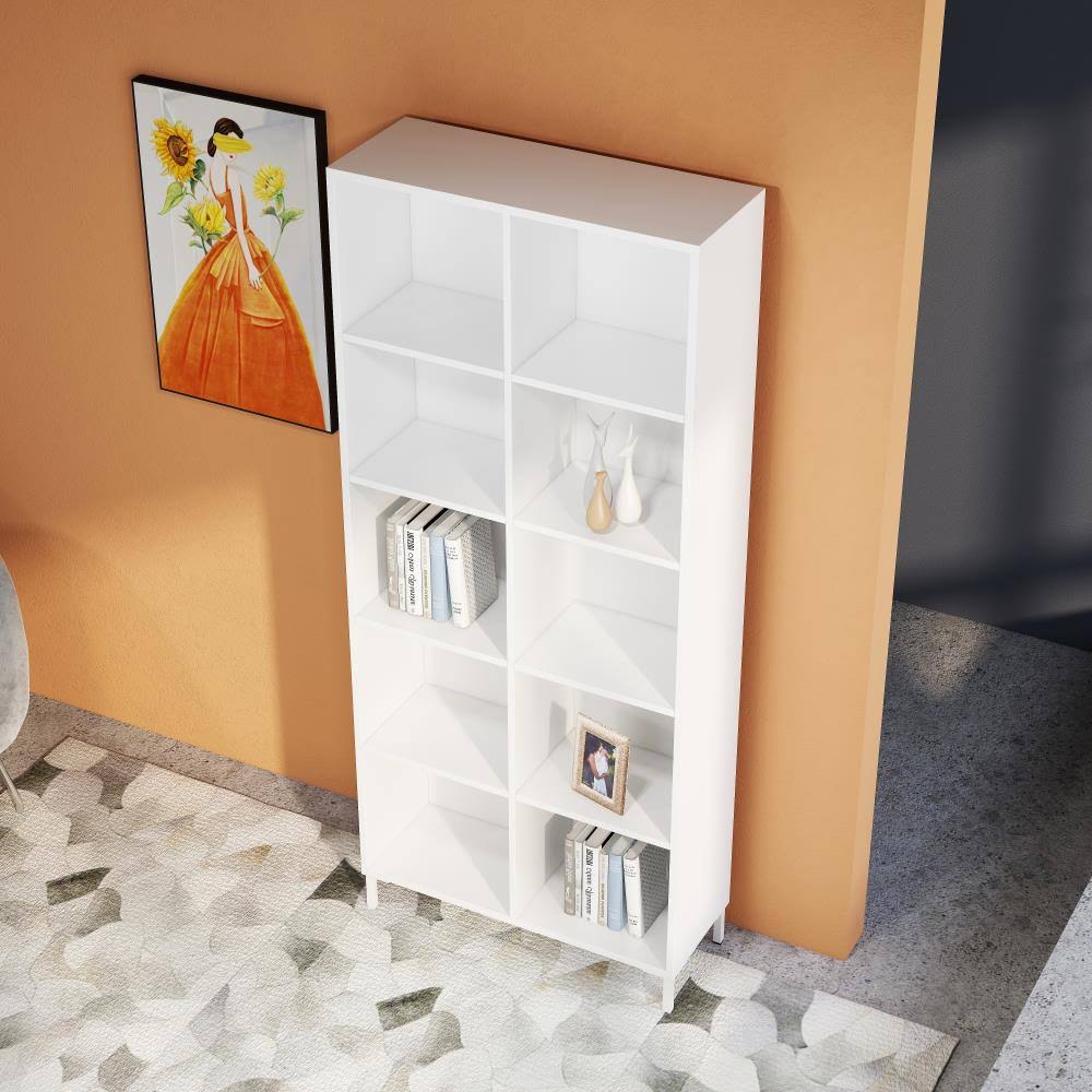White Particleboard 5-Shelf Bookcase H583