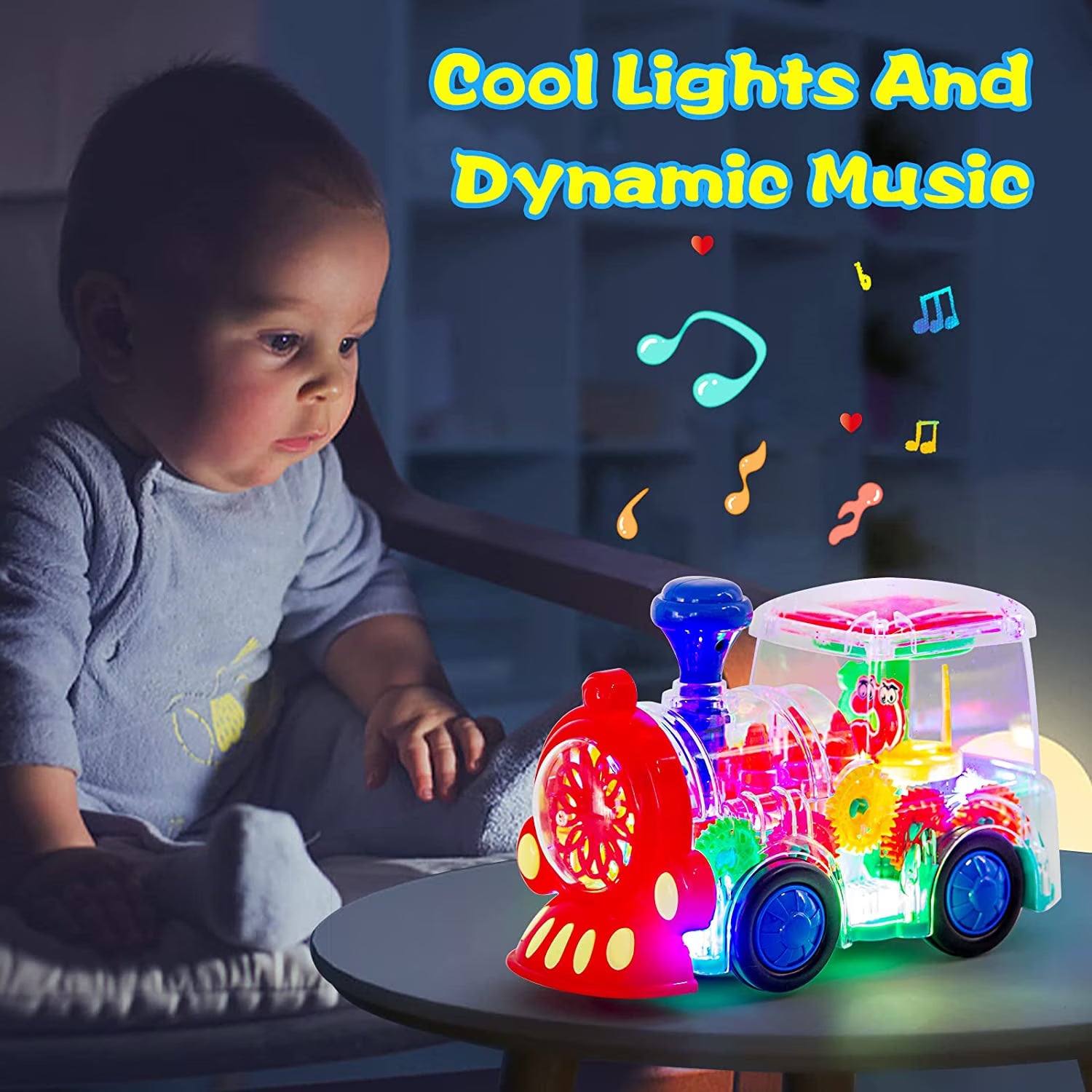 Battery-Powered Baby Train Toy with Light and Music F2588