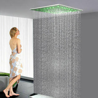 Brushed Nickel LED Ceiling Mounted Rain Shower Head Q3154