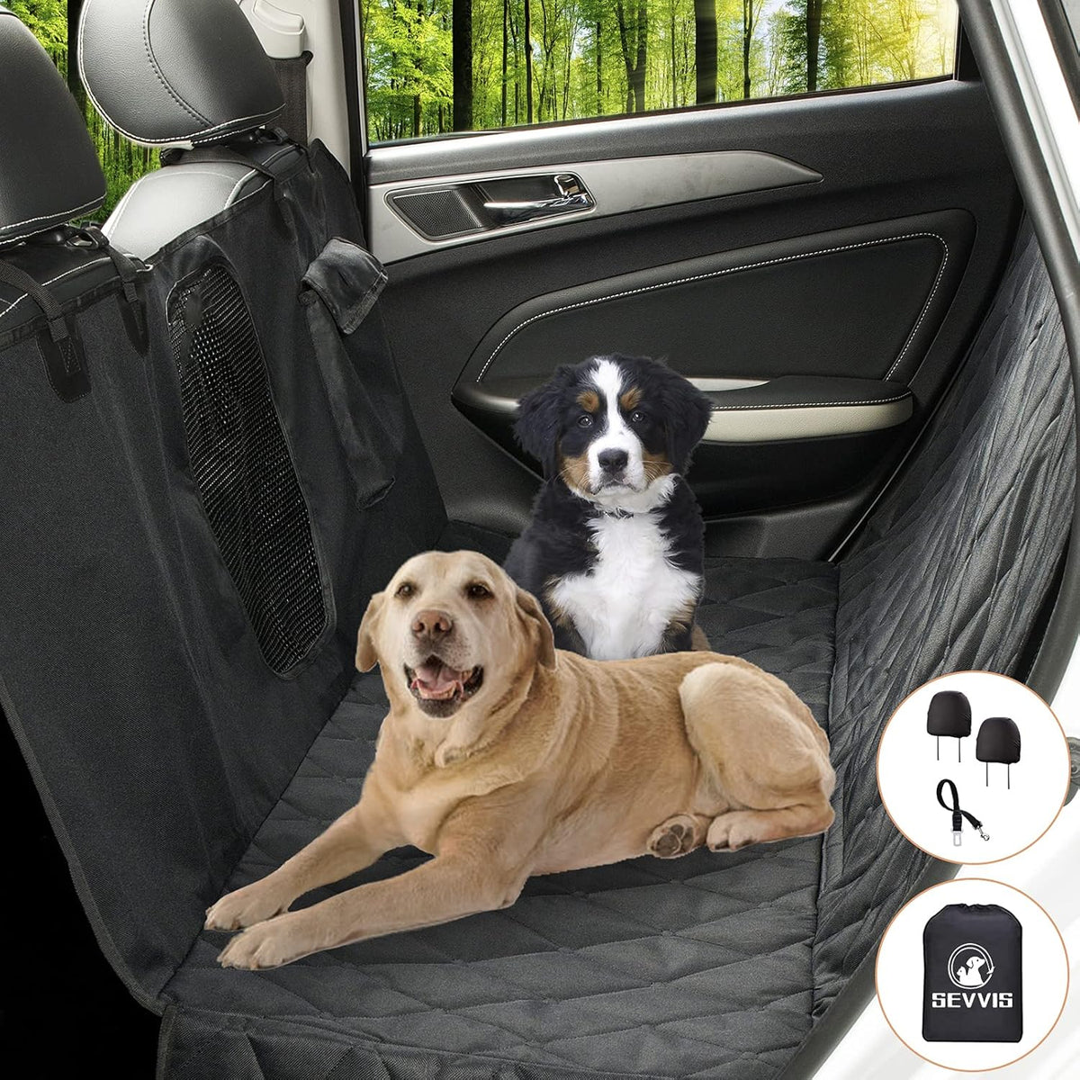Gray Pack of 2 Waterproof Dog Car Hammock A83752