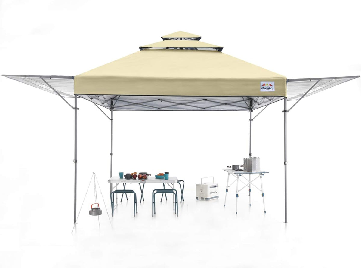 10x17 Instant Pop Up Canopy Tent with Ventilation and Adjustable Dual Half Awnings Black U22981