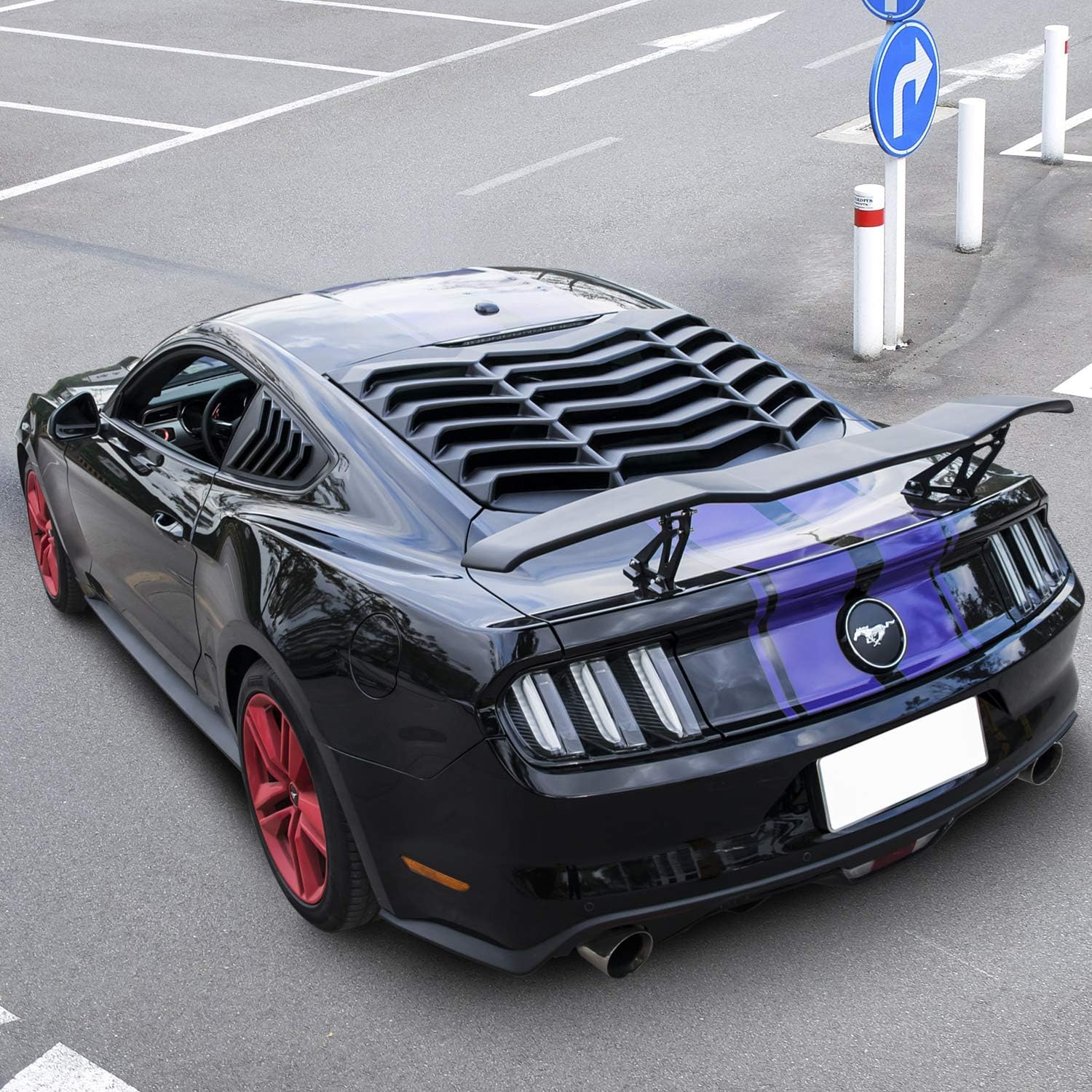 Rear Window Louver Sun Shade Cover Matte Black ABS L240831