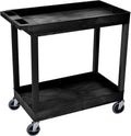 Black Tub Storage Cart 2 Shelves J6282