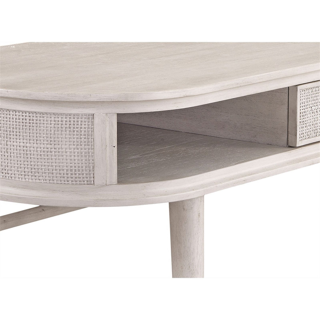 Cream Wood & Cane Desk with Tapered Legs C85876