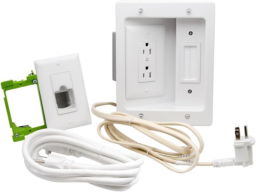 White Recessed In Wall TV Power Kit with USB, Pack of 2 I74903
