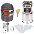 Outdoor Cooking Utensils Set with Camping Stove Lightweight Aluminum Pot and Stainless Steel Cutlery Y27016