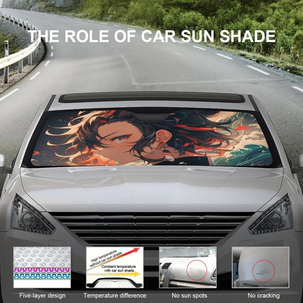 Anime Windshield Sunshade Foldable Reflective Sun Visor Front Window Cover R3448
