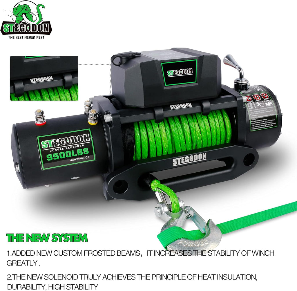 9500 lb. Load Capacity Waterproof IP67 Electric Winch with Hawse Fairlead, Synthetic Rope Winch P935817