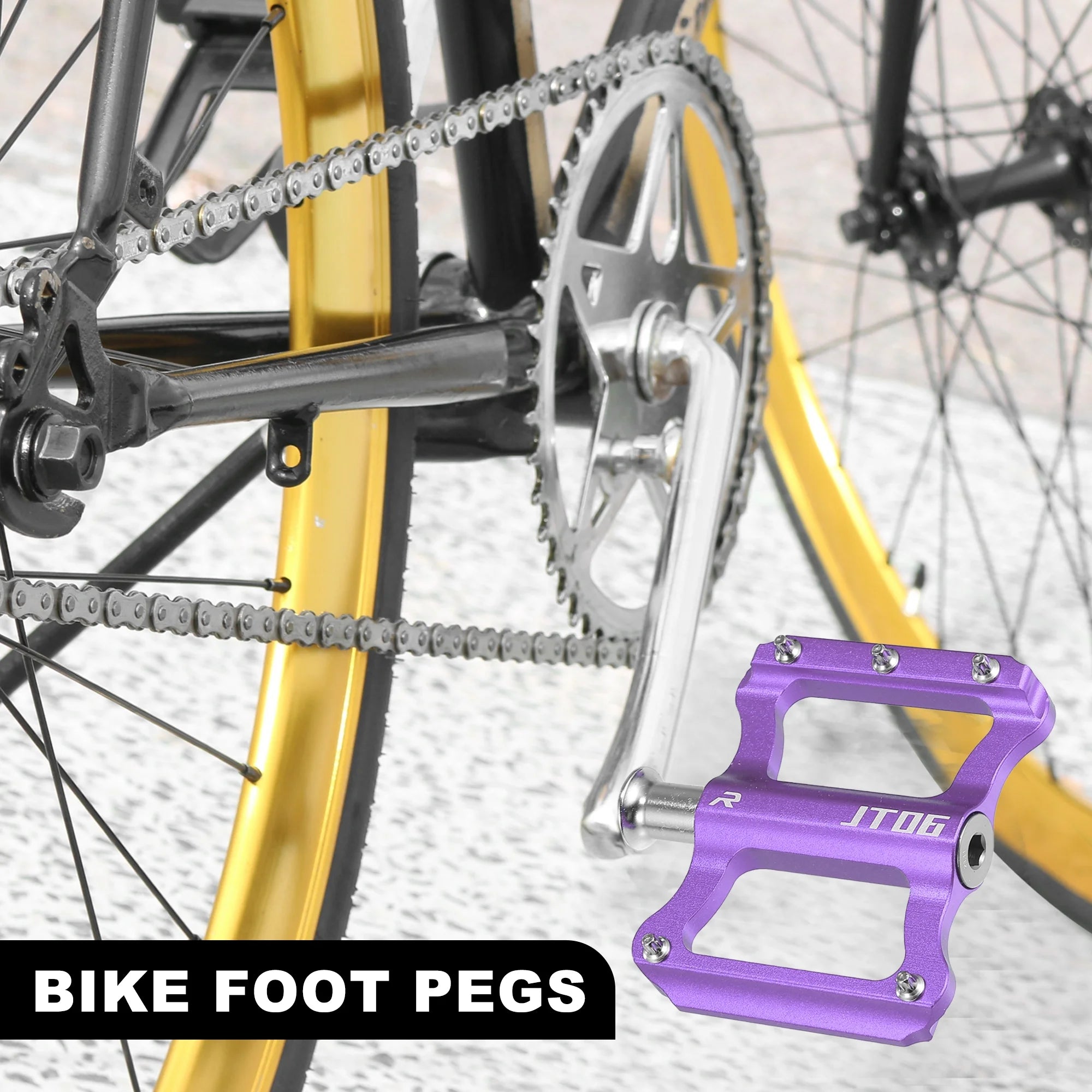 Purple Aluminum Alloy Rear Foot Peg Footrests Fit 9/16 Inch Axles MTB Bike Q3662