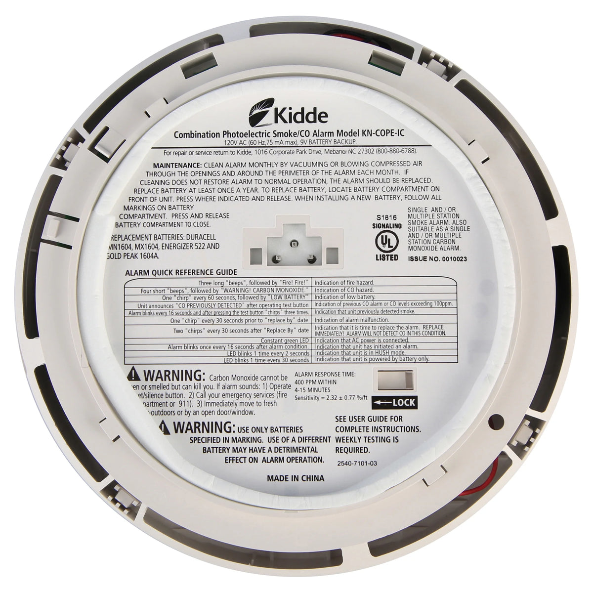 Hard-Wired Photoelectric Smoke and Carbon Monoxide Detector X8103