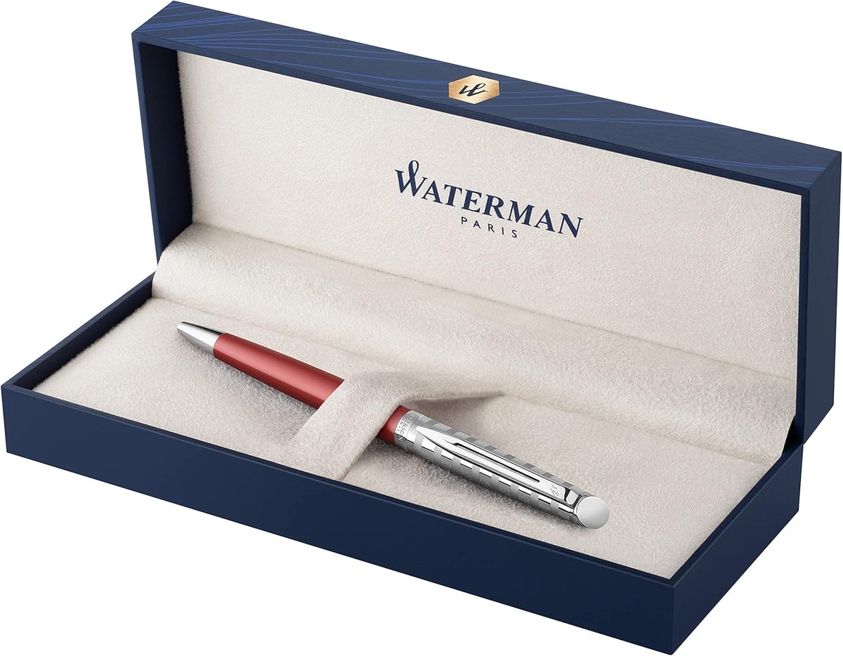 Stainless Steel Ballpoint Pen with Chrome Trim, Medium Point, Blue Ink Cartridge, Pack of 2 E94748