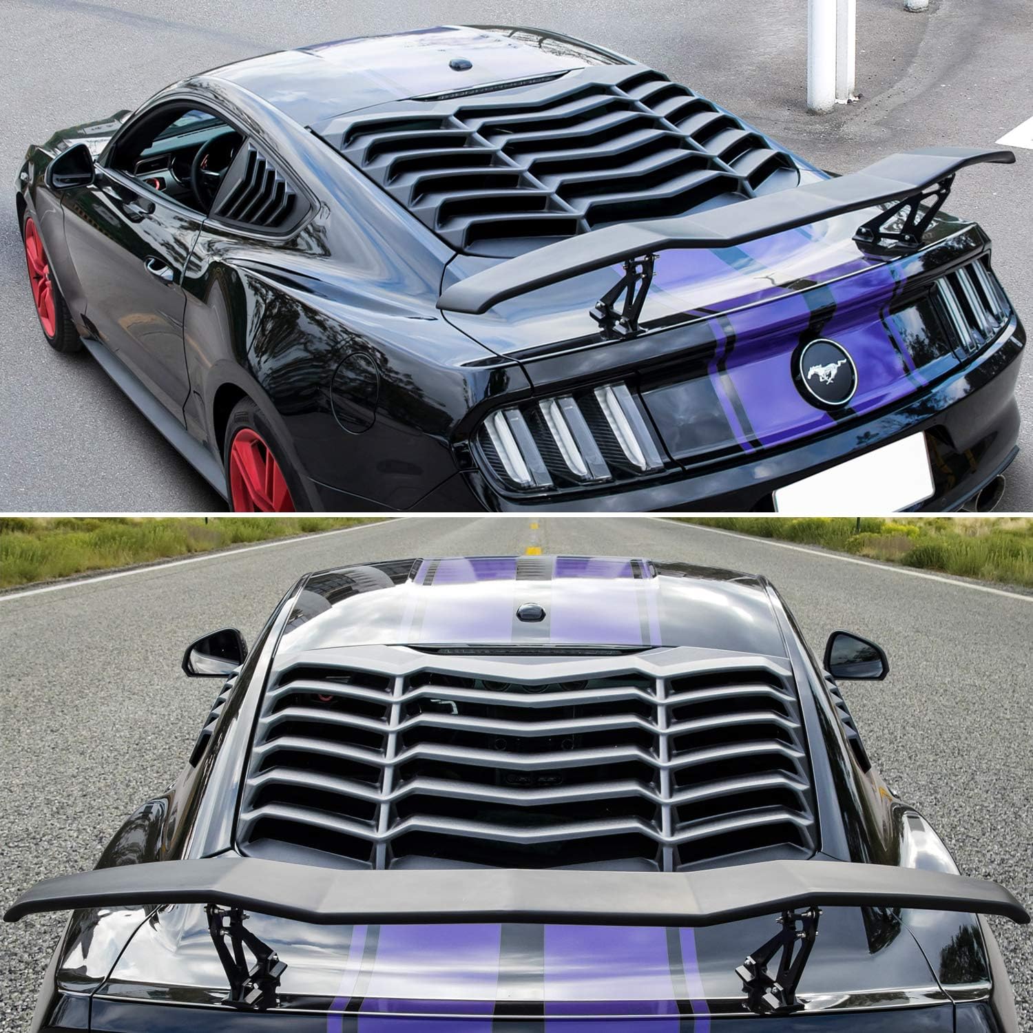 Rear Window Louver Sun Shade Cover Matte Black ABS L240831