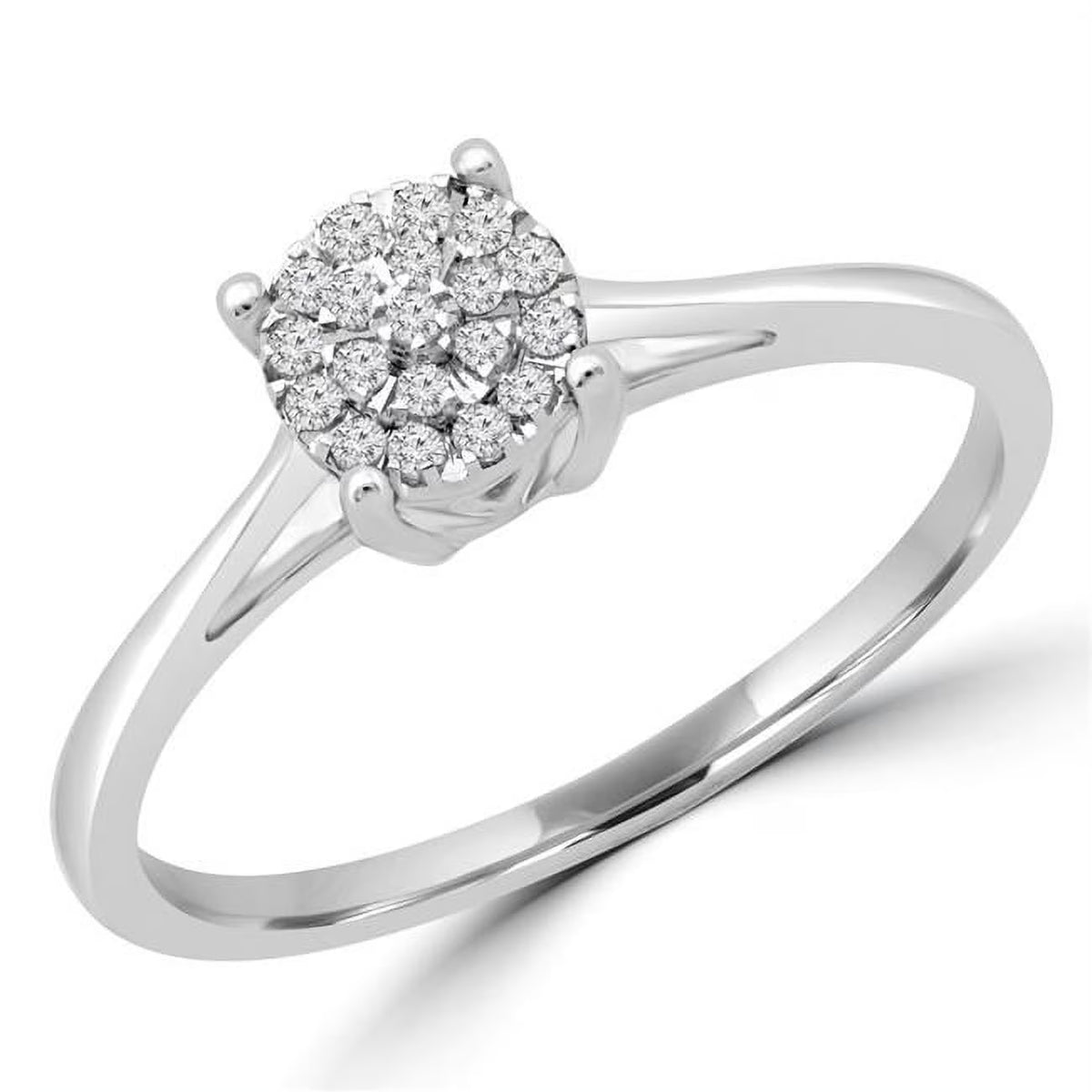 0.1 CTW Round Diamond Cluster Engagement Ring in 10K White Gold Y94422