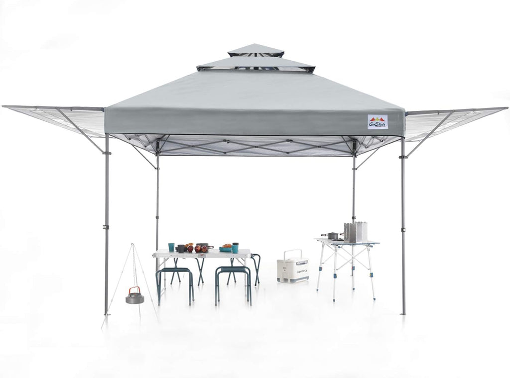 10x17 Instant Pop Up Canopy Tent with Ventilation and Adjustable Dual Half Awnings Black U22981
