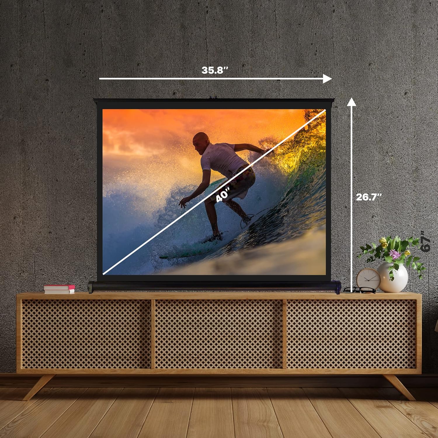 40 Inch Portable Projector Screen with Stand F9222