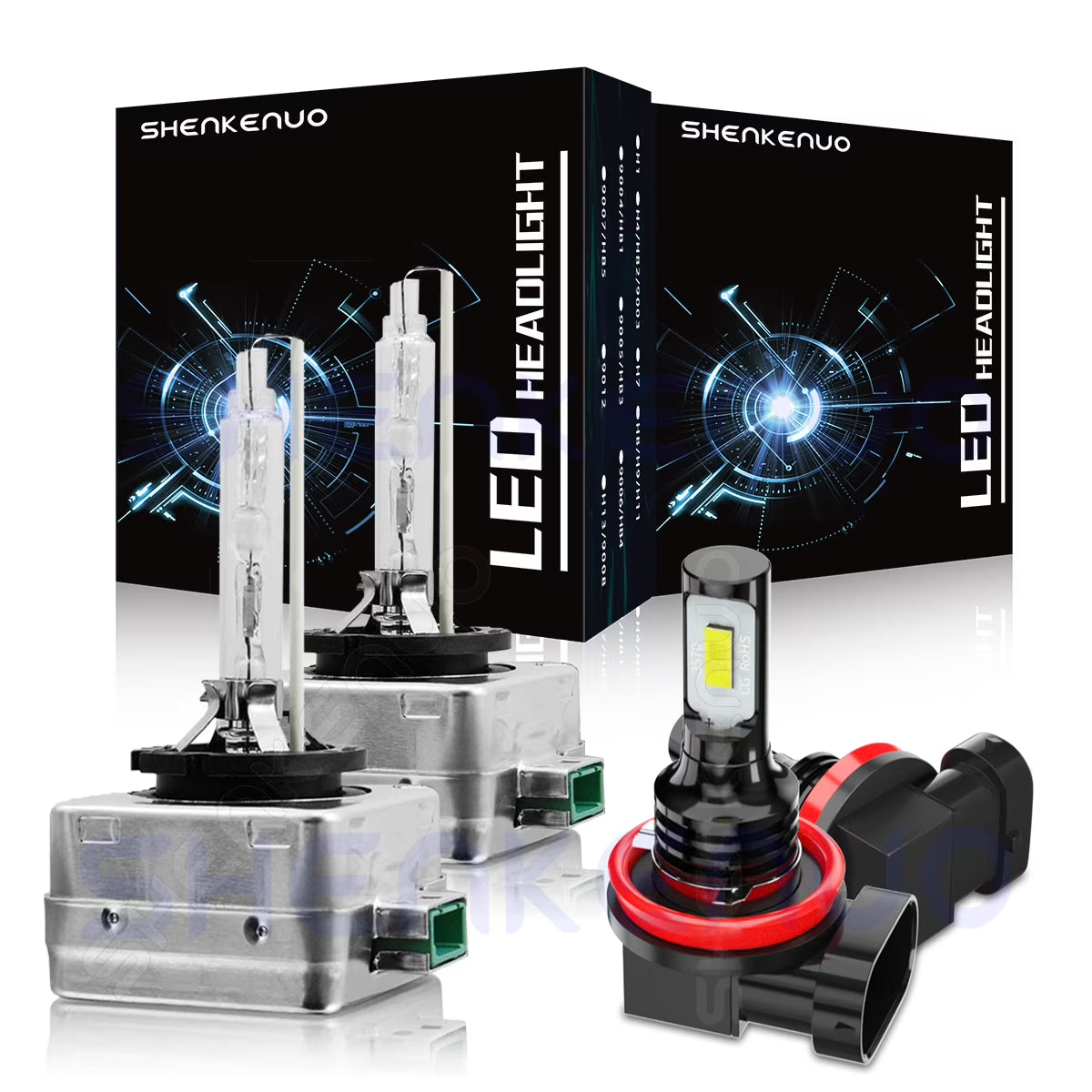 HID Headlight Bulbs D3S High/Low Beam H11 H8 Fog Light 6000k 4pcs A8974
