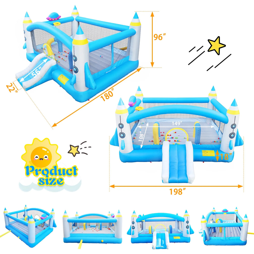 Inflatable Bouncer with Blower, 198" x 180" Play Area, 96" Tall C48435