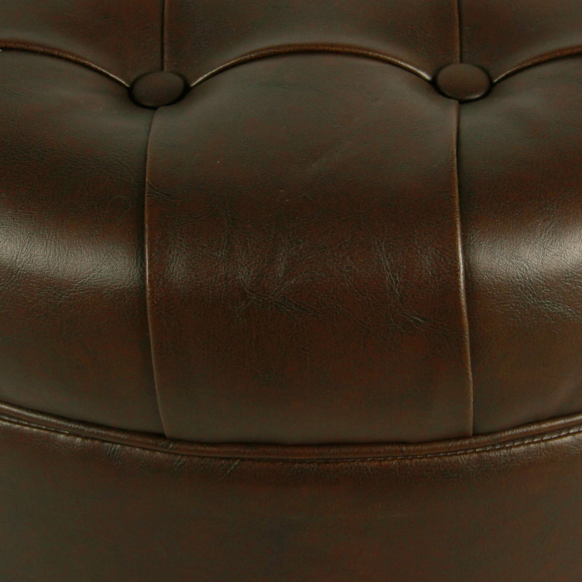 Brown Tufted Round Storage Ottoman Y63941