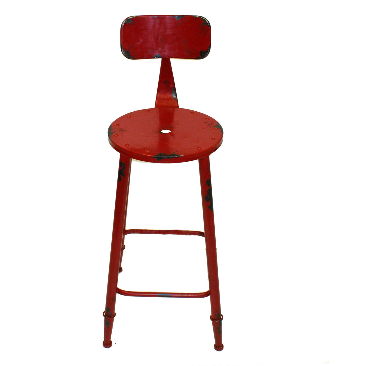 Red Round Seat Counter Stool with Curved Backrest D9130