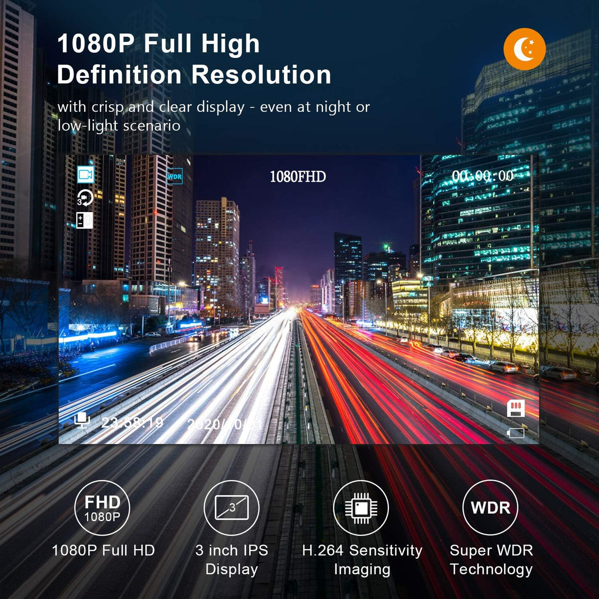 Dash Cam with 32G SD Card, 1080P FHD Car Driving Recorder 3'' IPS Screen 170° Wide Angle Dashboard Camera Aluminum Alloy Case, Parking Monitor Loop Recording Motion Detection Pack of 2 W231