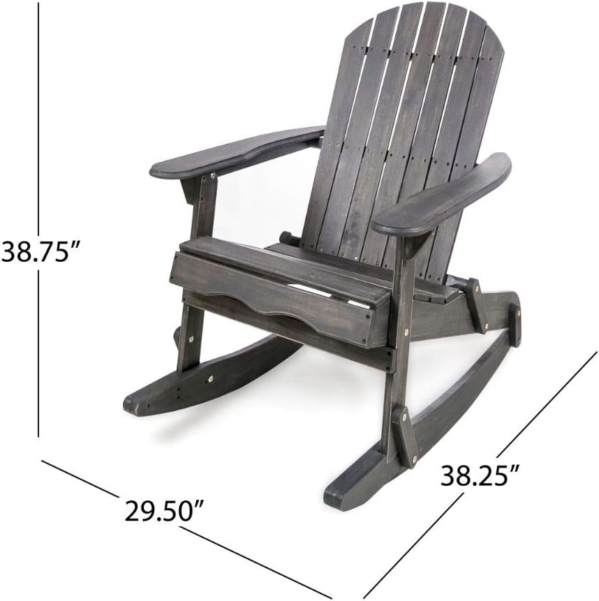 Dark Grey Acacia Wood Adirondack Rocking Chair U87299