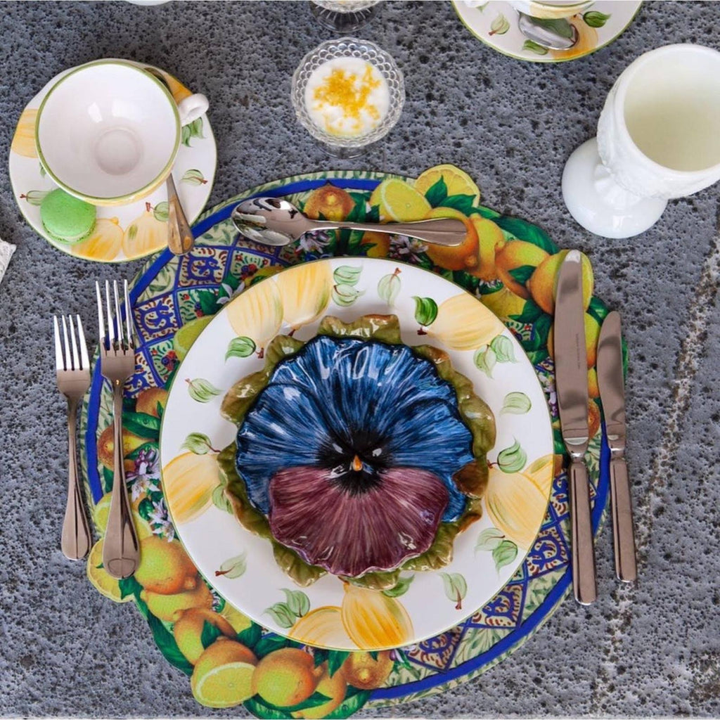 Blue & Yellow Round Polyester Placemat (Set of 2) Y998097