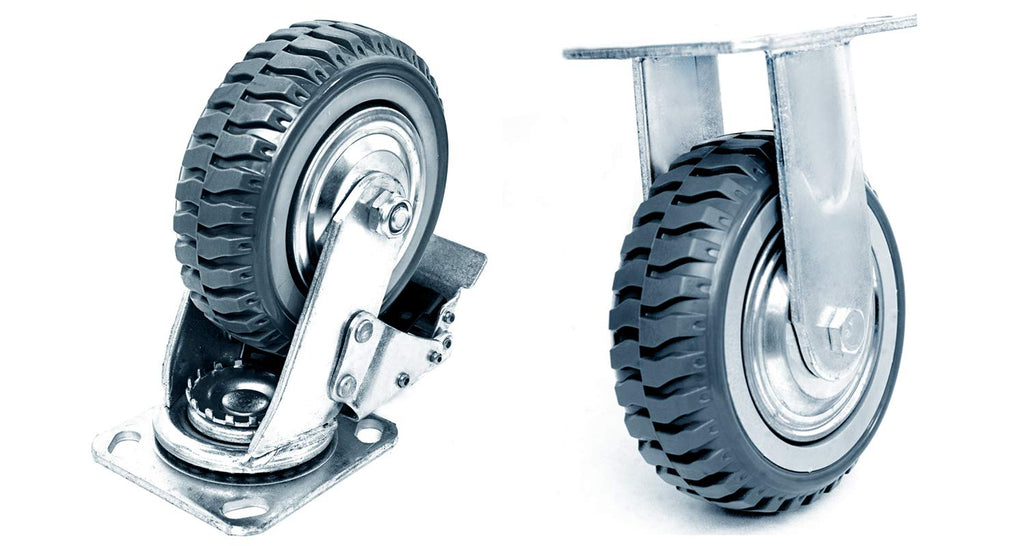 6 inch Heavy Duty Rubber Swivel Caster Wheels 4 Pack with Top Plate B5765
