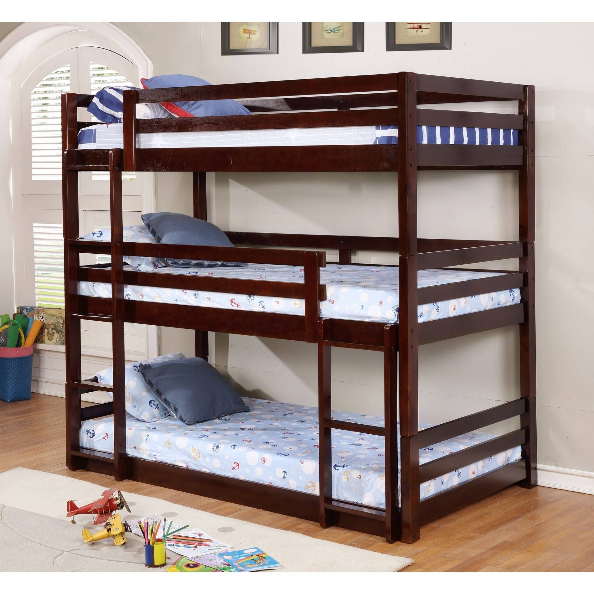 Solid Wood Twin Triple Bunk Bed M43766