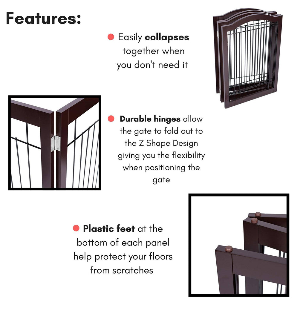 Wire Dog Gate with Arched Top, 4 Panel, 30 inch Tall Pet Puppy Safety Fence O86659