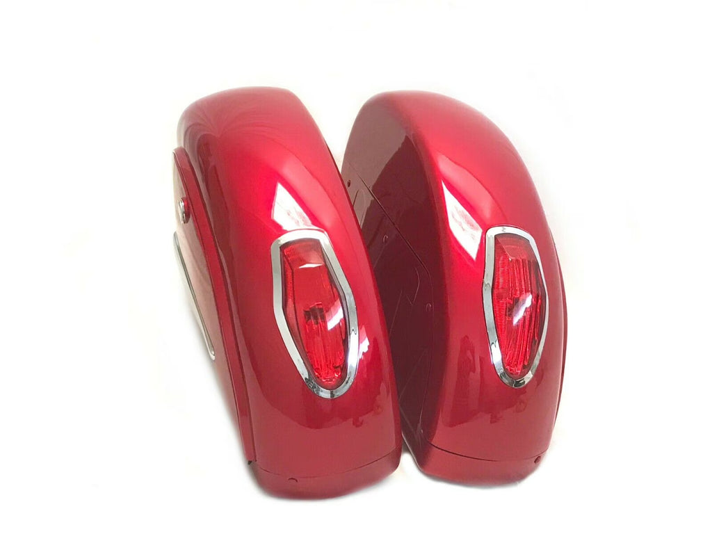 Burgundy Red Universal Motorcycle Hard Bag Saddlebags Y475108