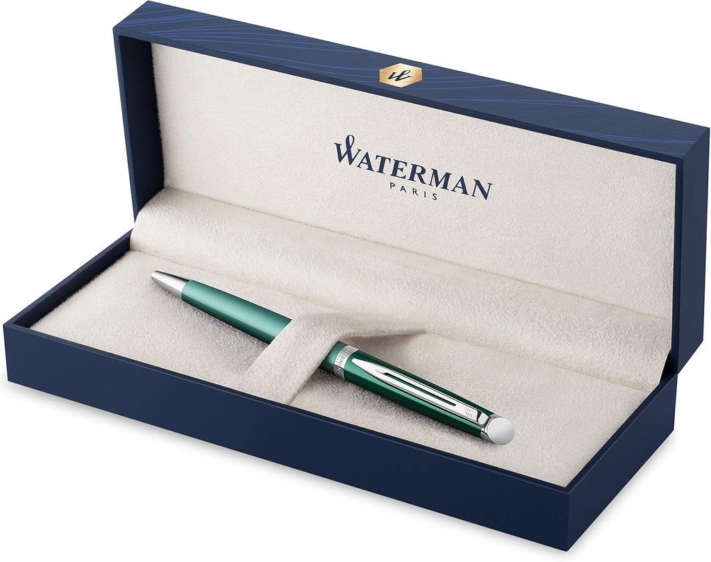 Stainless Steel Ballpoint Pen with Chrome Trim, Medium Point, Blue Ink Cartridge, Pack of 2 E94748