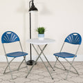 2 Pack Blue Plastic Fan Back Folding Chair C961117