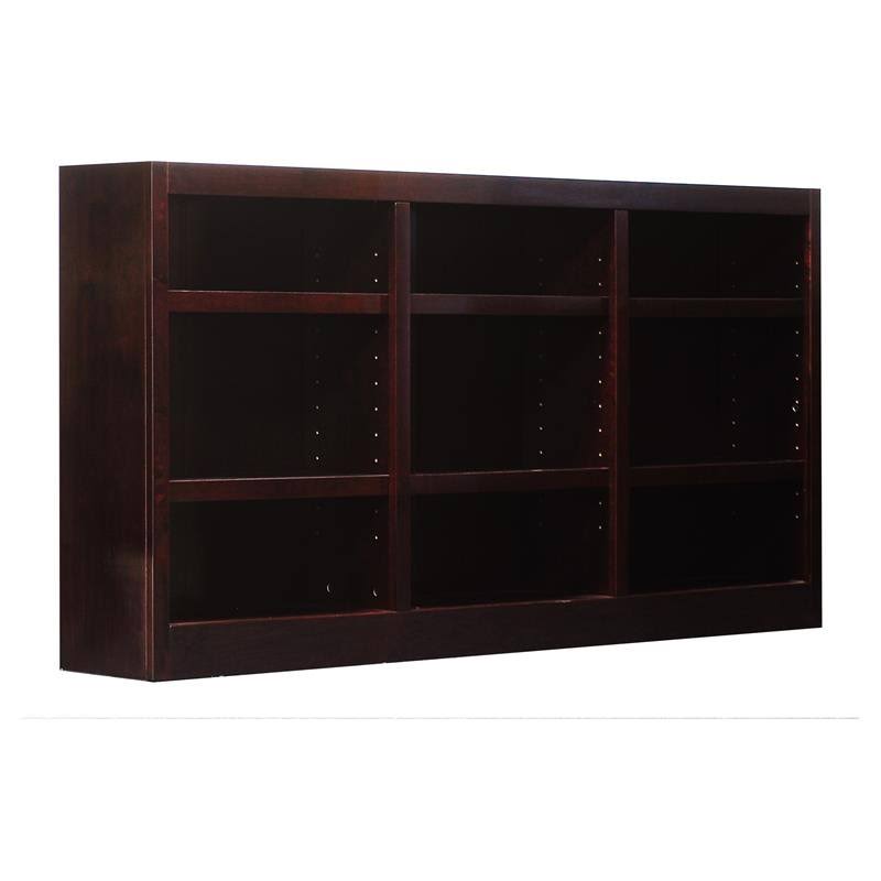 Cherry Wood 9-Shelf Triple Wide Bookcase J985581