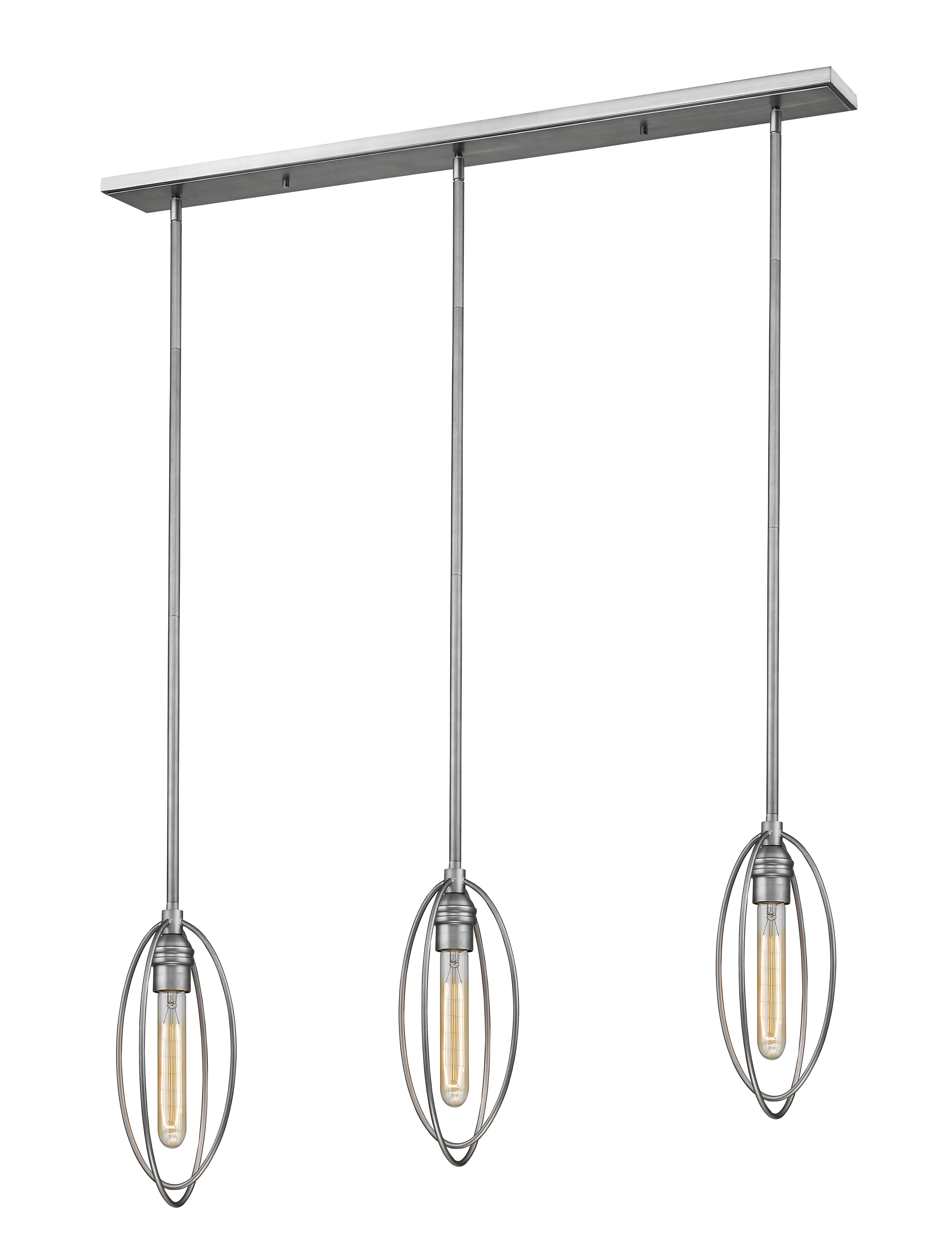 3 Light Island/Billiard Light, Old Silver T8071